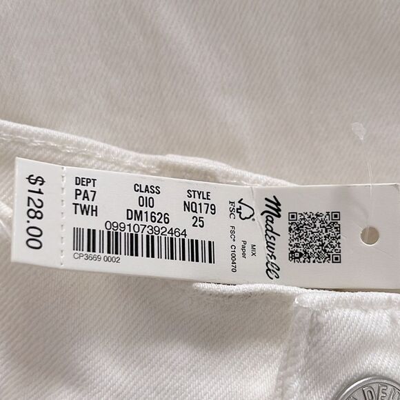 Madewell NWT The 90s Straight Crop Jeans Size 25 in Tile White | High Rise - Picture 7 of 10
